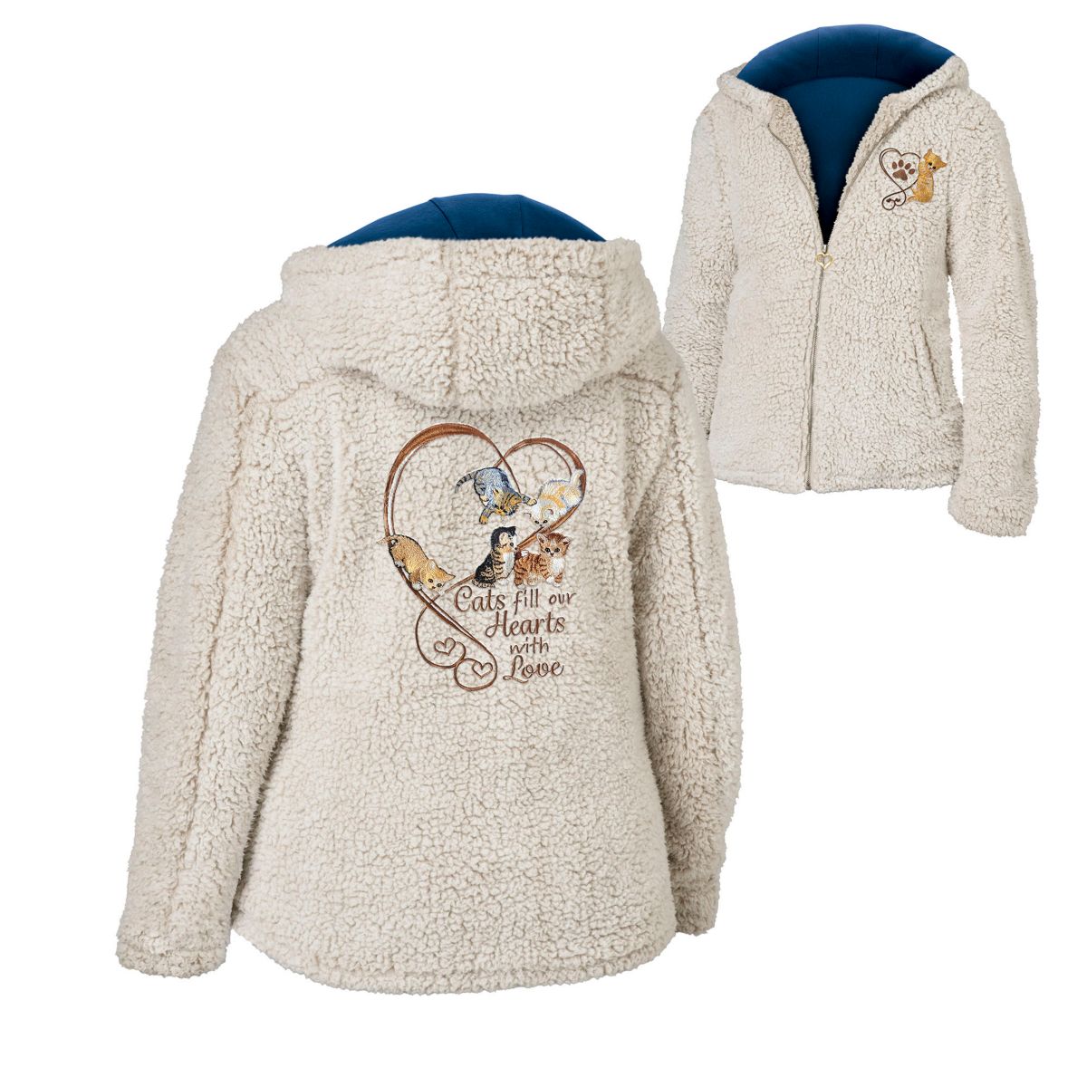 Jürgen Scholz 'Purr-fectly Cosy Cats' Ladies' Sherpa Jacket