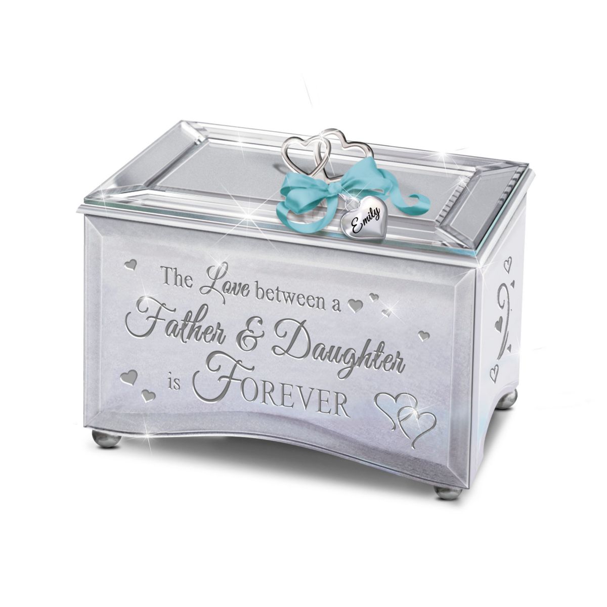 'Reflections Of Father-Daughter Love' Personalised Mirrored Music Box