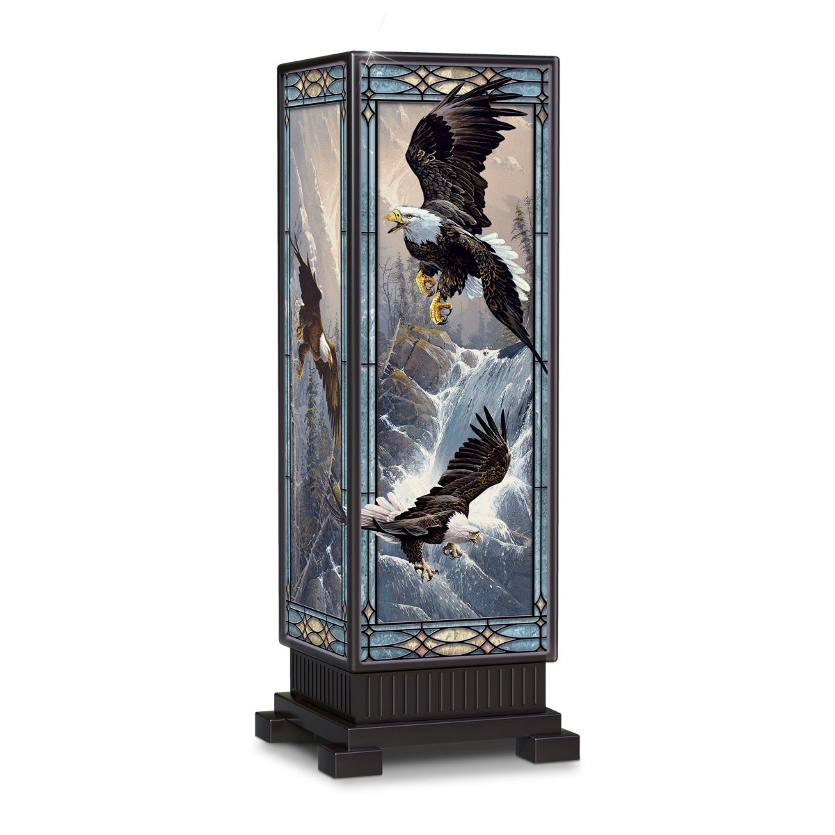 Ted Blaylock ‘Masters Of The Sky’ Stained-Glass Eagle Art Lamp