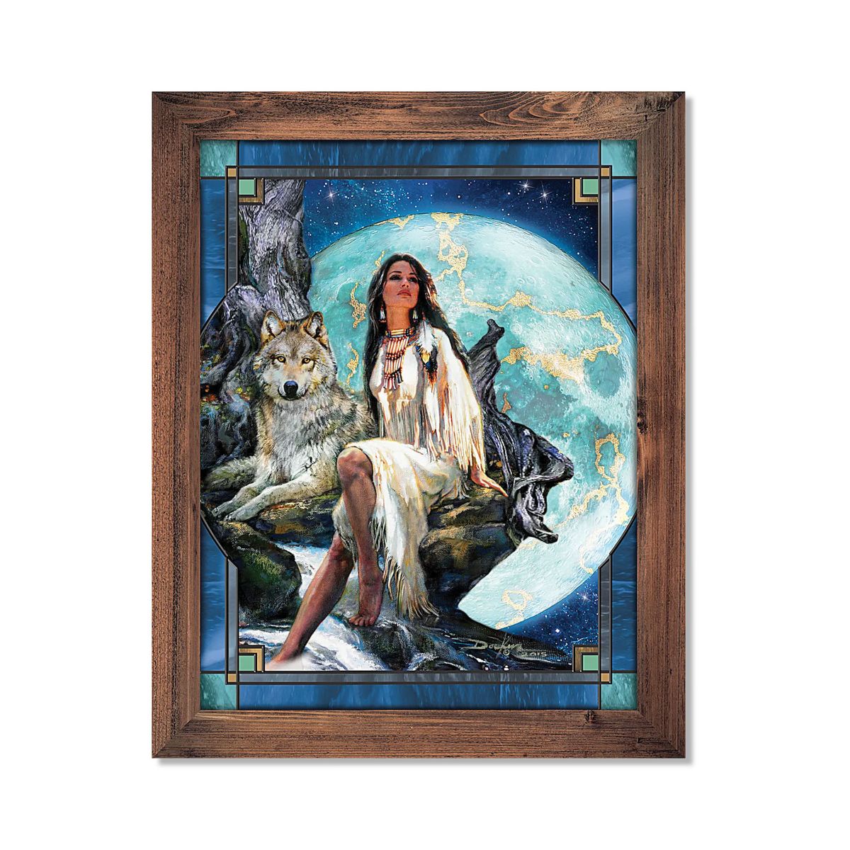 'Moonlight Companions' Illuminated Stained-Glass Wall Décor