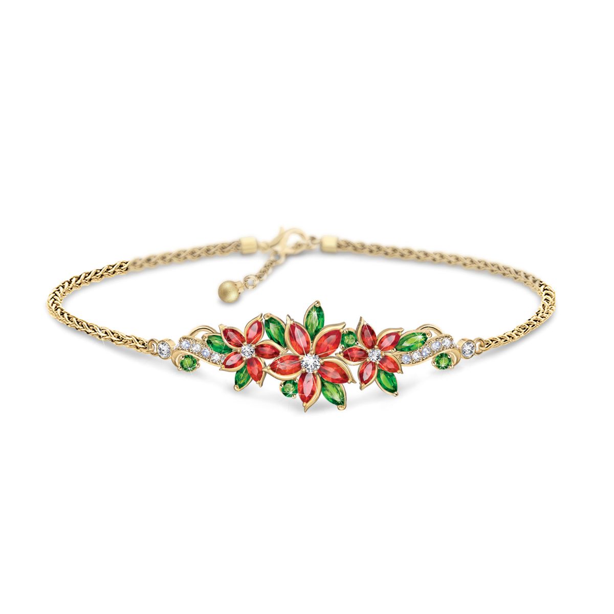 'Christmas Blooms' Crystal Poinsettia Bracelet