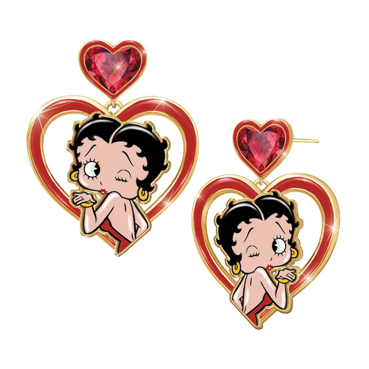 'So Charming' Betty Boop Red Heart Earrings