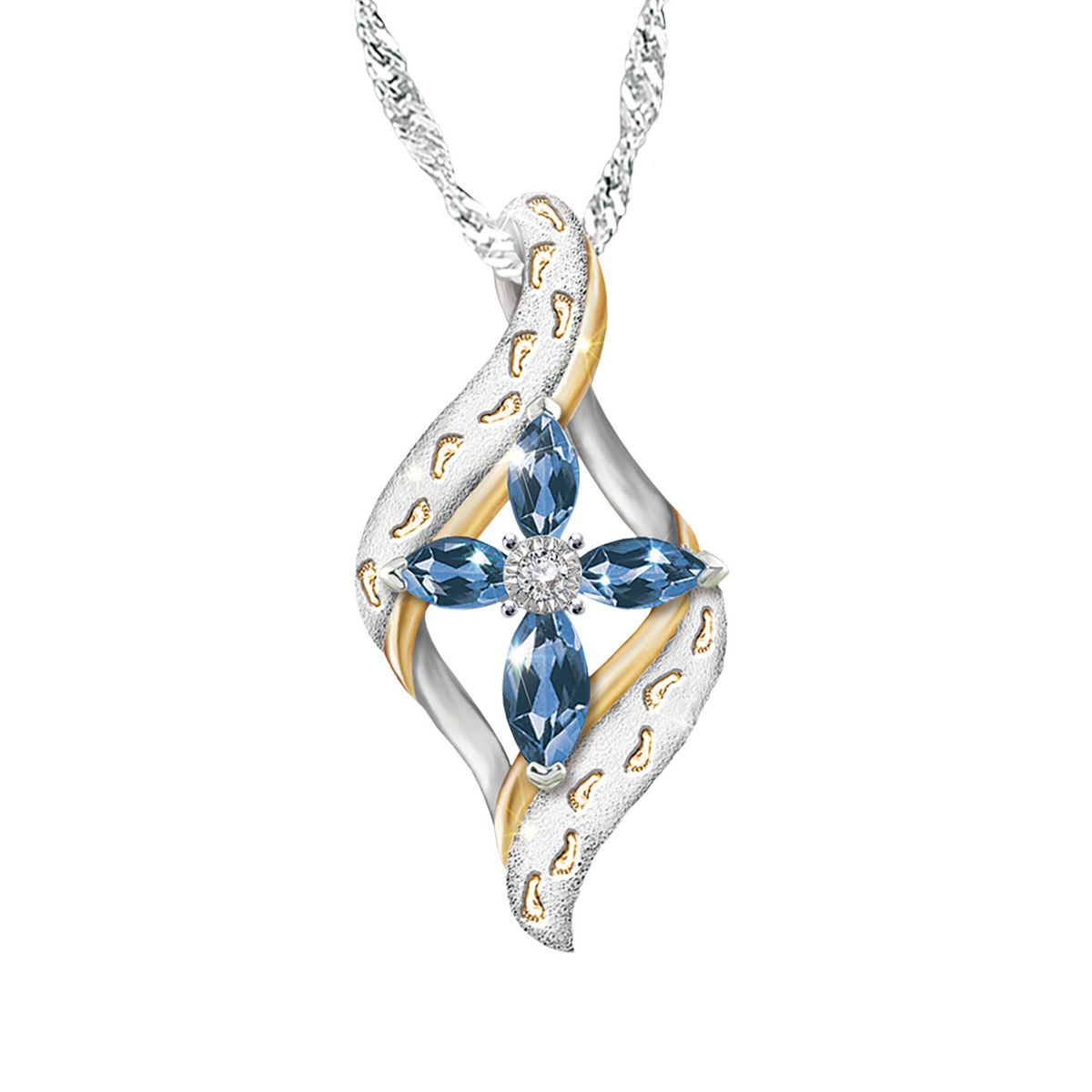 'Footprints In The Sand' Diamond & Lab-Grown Sapphire Necklace