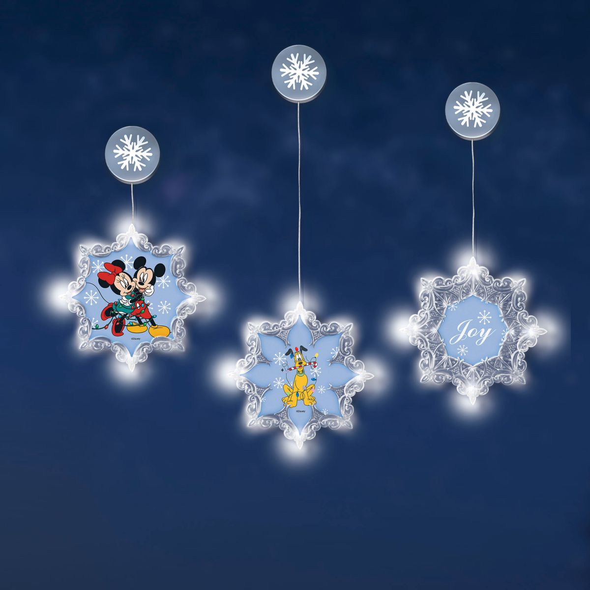 Disney Winter Wonder Illuminating Christmas Snowflake Window Ornament Set