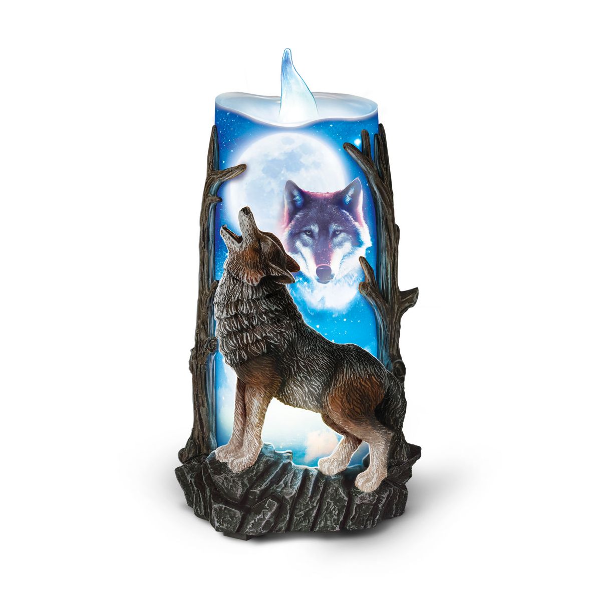 'Majestic Howl' Flameless Wolf Candle