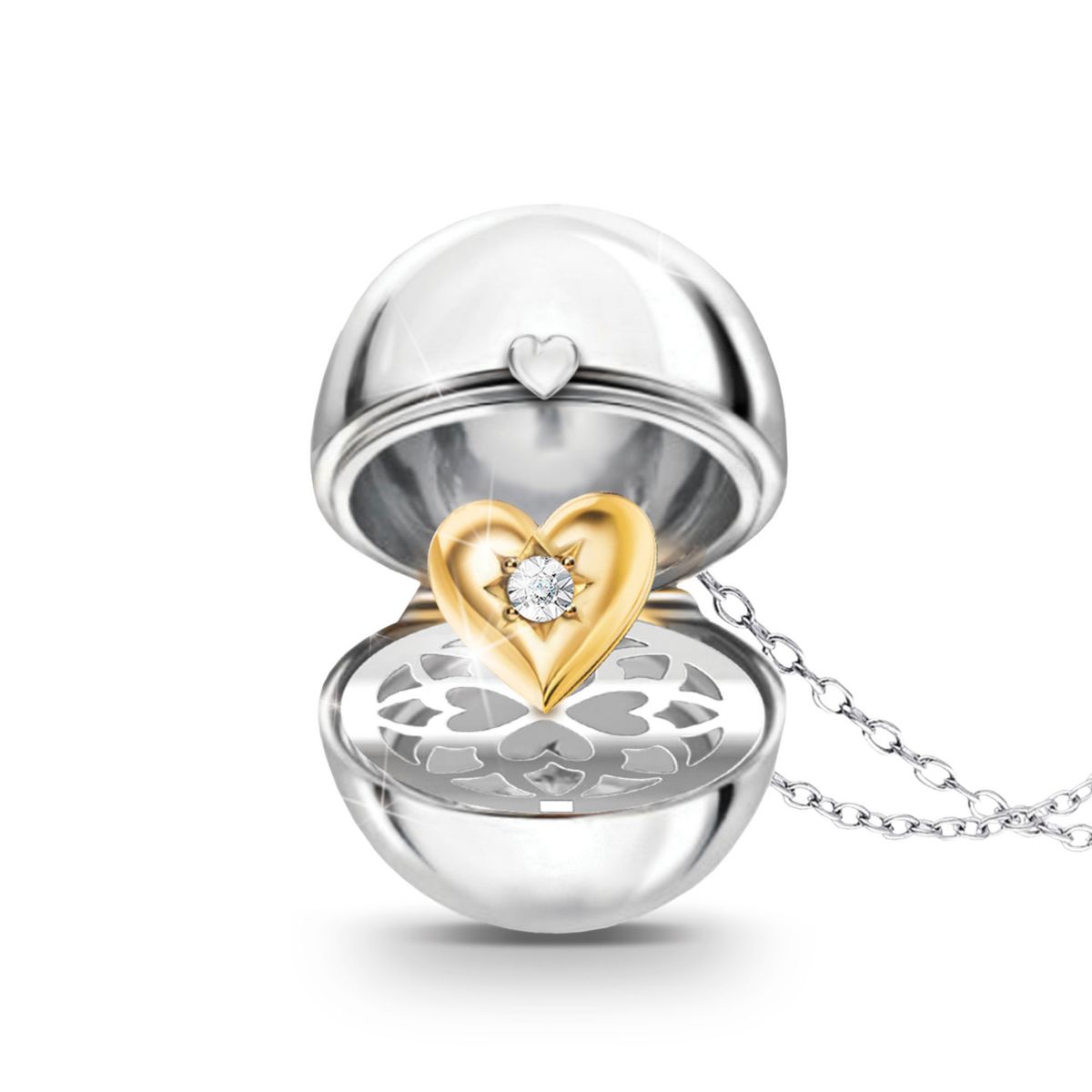 2-Diamond Granddaughter Locket With 18K Gold-Plated Heart