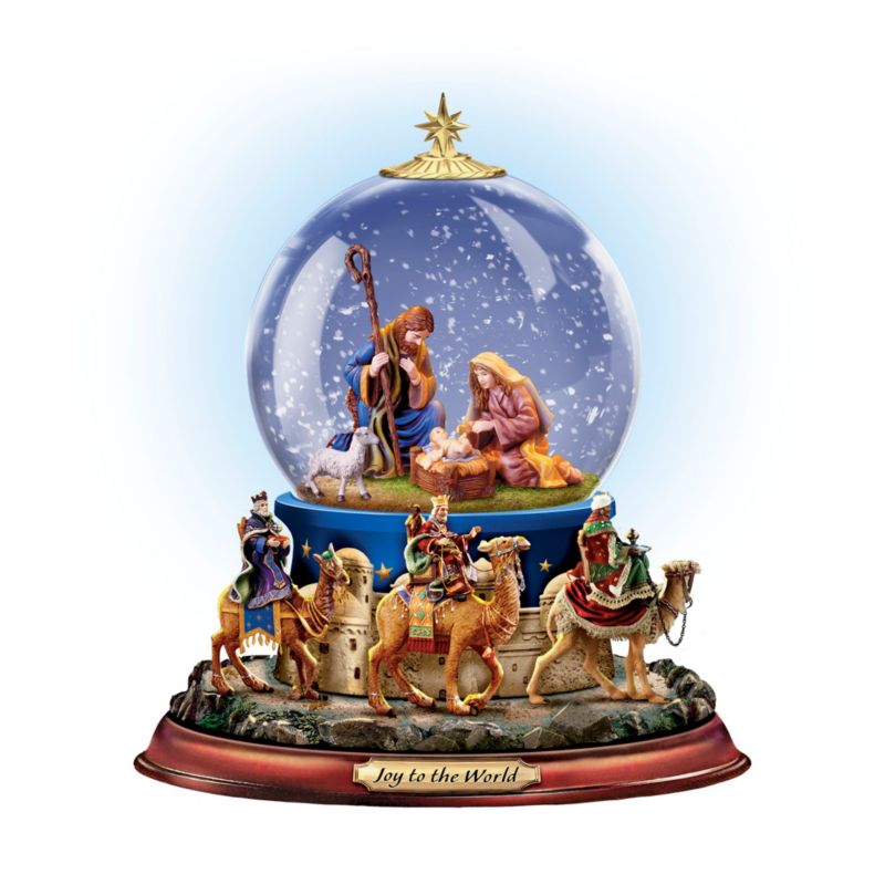 Thomas Kinkade 'Joy To The World' Rotating Musical Nativity Snow Globe