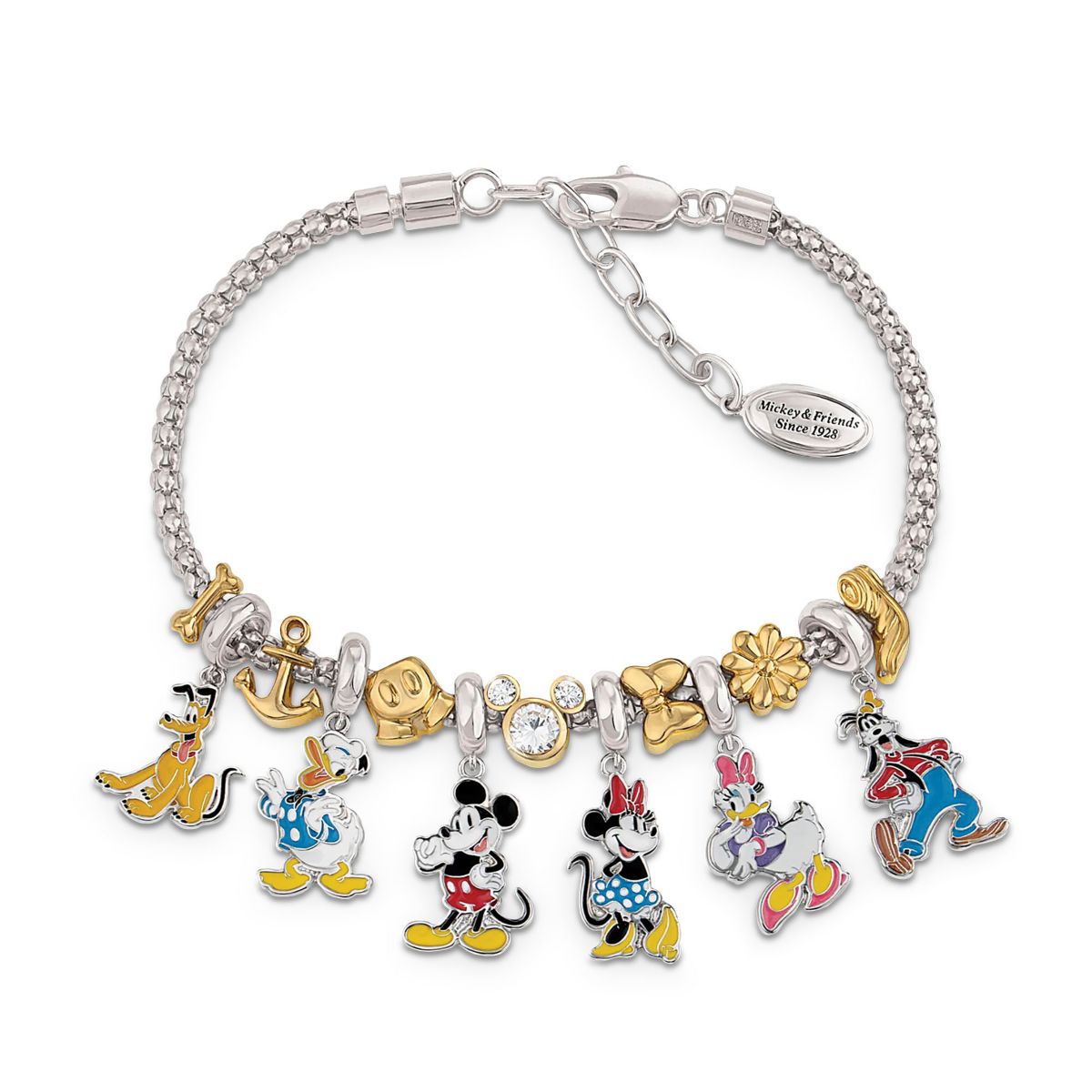 Disney Mickey And Friends 18-Carat Gold Bracelet With 6 Character Charms