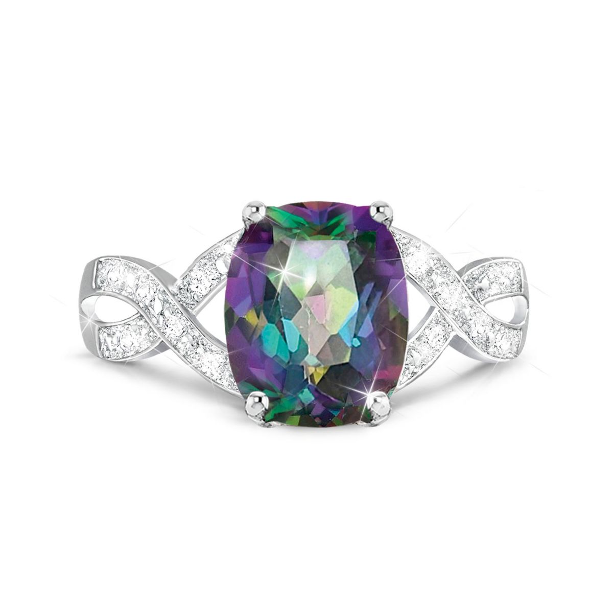 4-Carat Genuine Mystic Topaz Aurora Embrace Ring