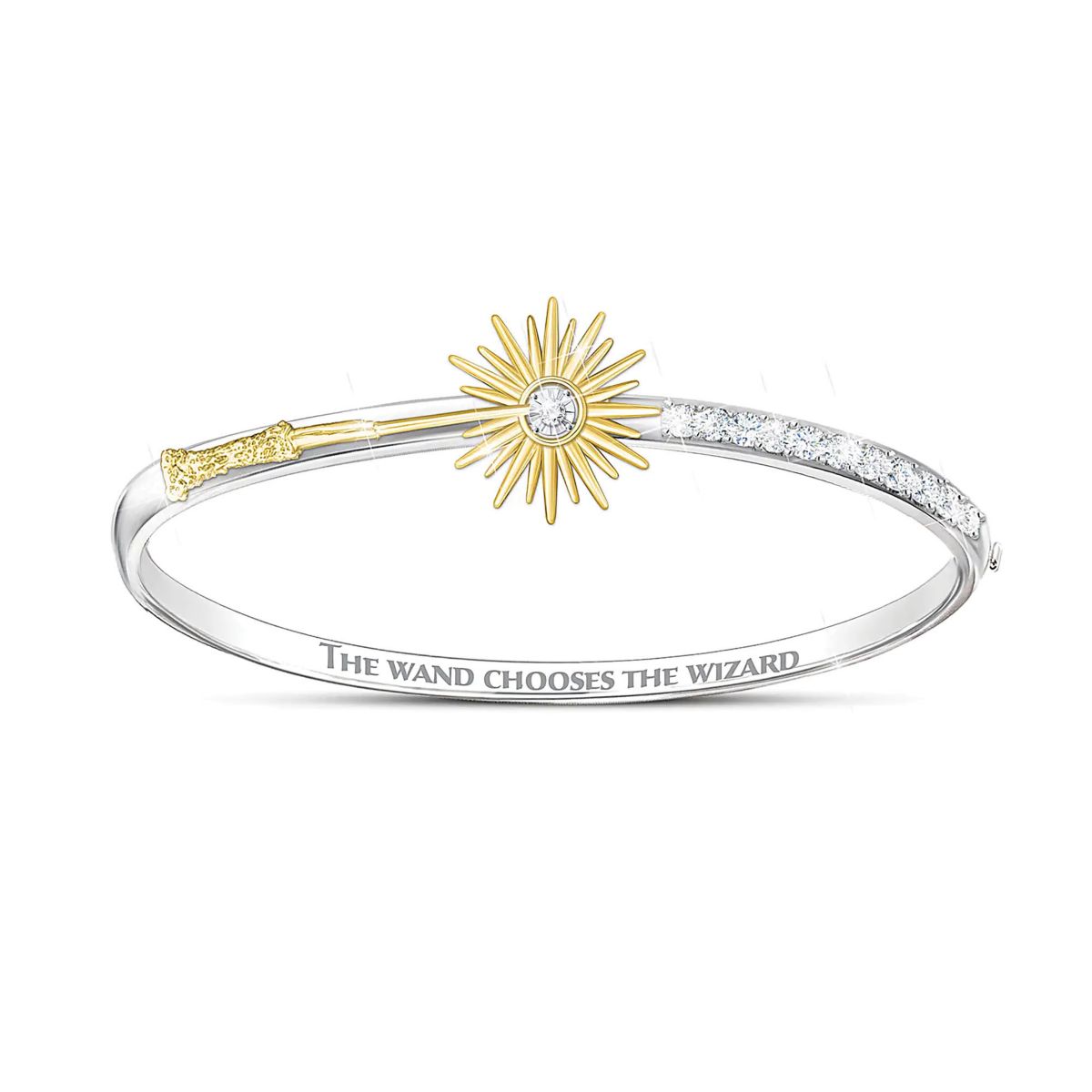 HARRY POTTER 'The Wand Chooses the Wizard' Genuine Diamond And White Topaz Bracelet
