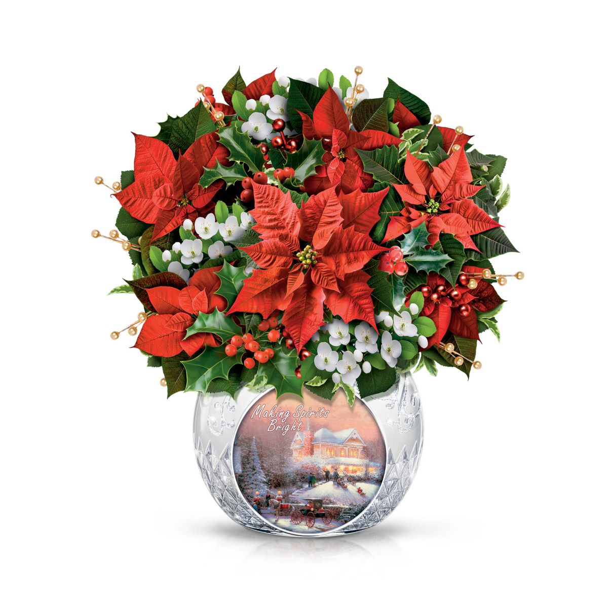 Thomas Kinkade 'Making Spirits Bright' Floral Centrepiece