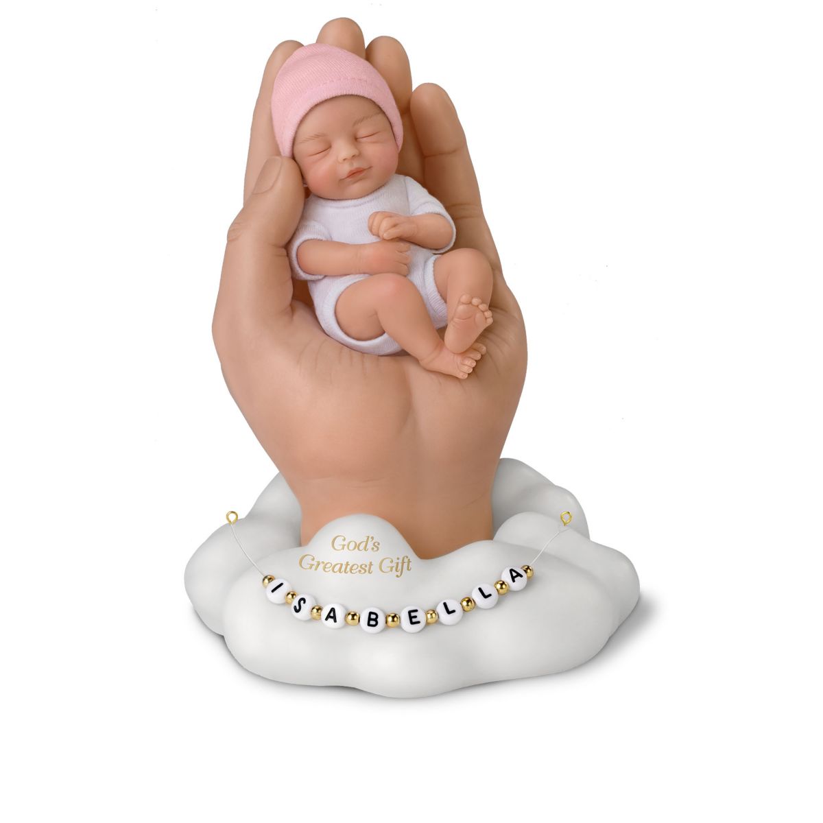 'God's Greatest Gift' Miniature Baby Doll With Name Beads