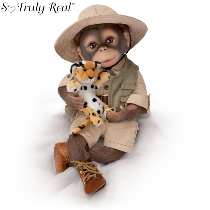 Reborn Lifelike Poseable So Truly Real Baby Boy Monkey Doll And Plush  Leopard Pal Toy: 'Milo The Safari Monkey' So Truly Real® Baby Boy Doll