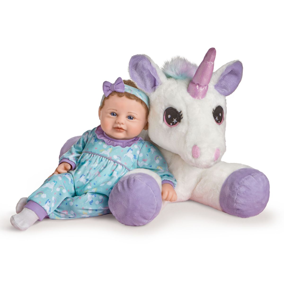 'Mia Baby Doll And Sparkle' Plush Unicorn So Truly Real Set