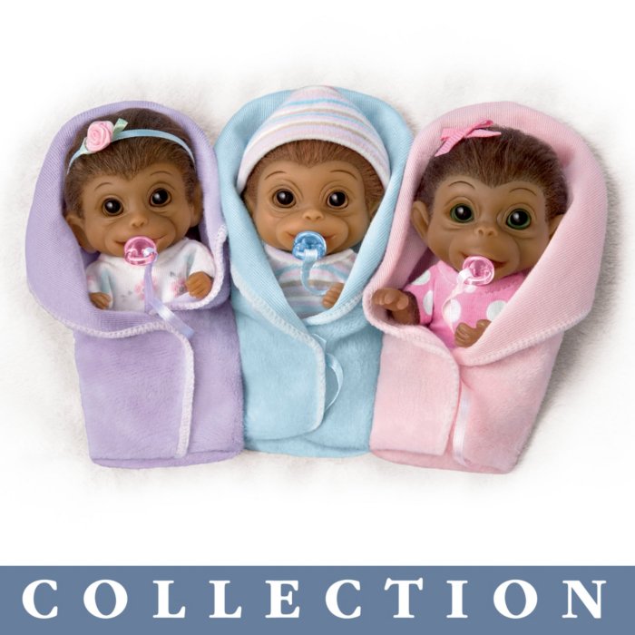 Miniature Baby Monkey Silicone Doll Collection: 'Happy Little Handfuls'  Silicone Baby Monkey Doll Collection