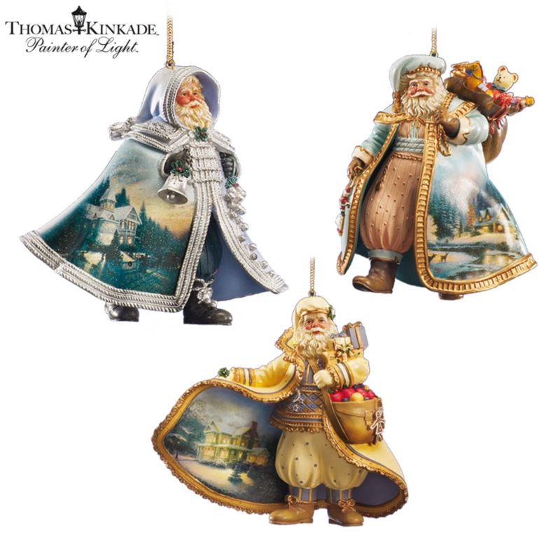 Thomas Kinkade Heirloom Santa Ornaments Set Two