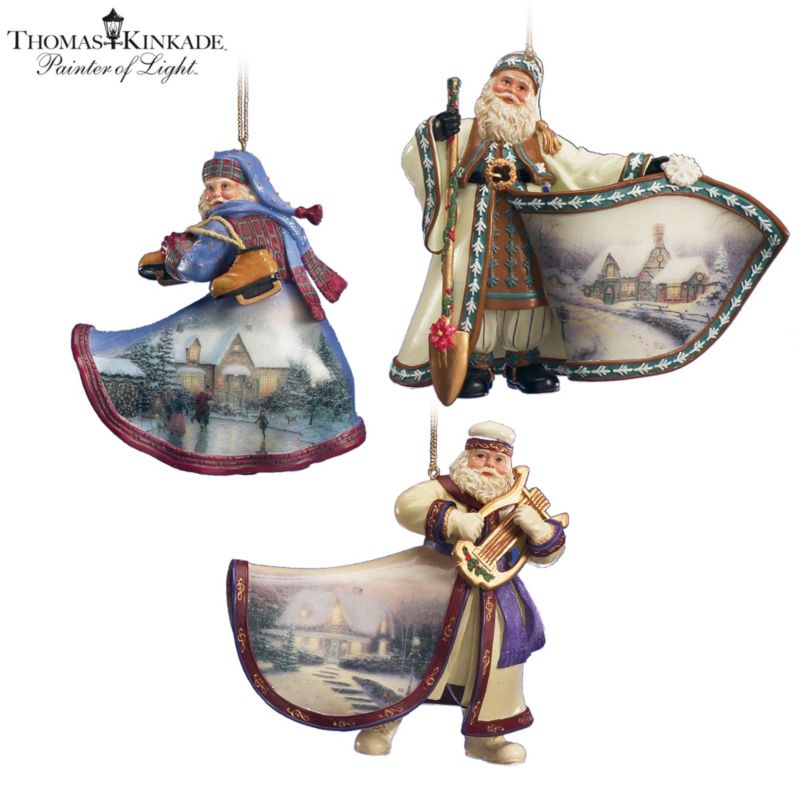 Thomas Kinkade Heirloom Santa Ornaments: Set Six