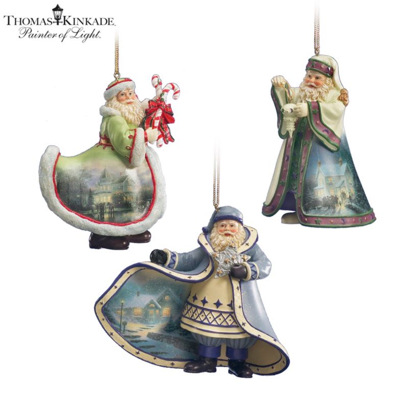 Thomas Kinkade Heirloom Santa Ornaments: Set Seven