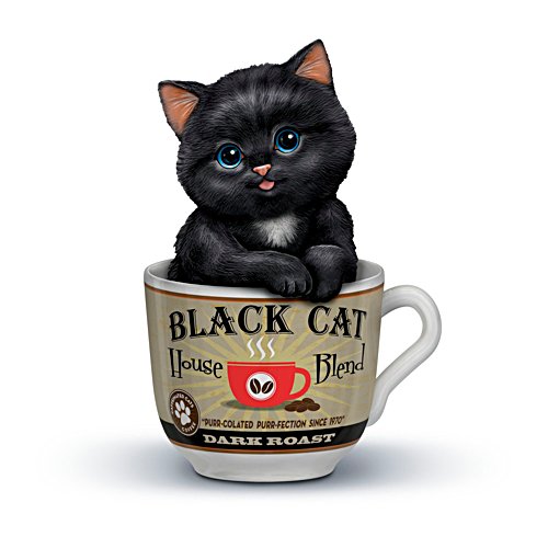 Kayomi Harai 'Dark Roast' Kitten In A Coffee Cup Figurine