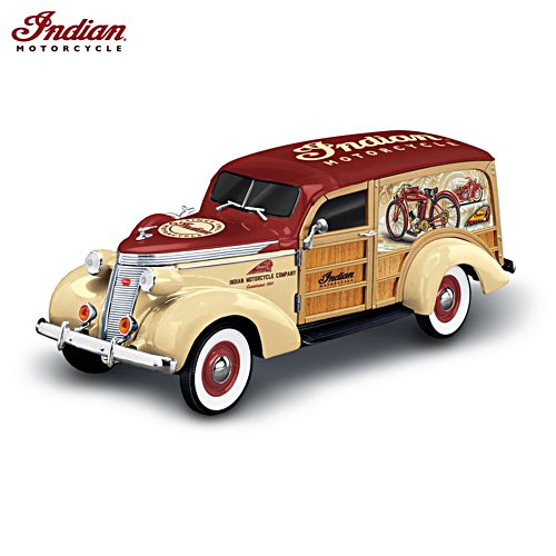 'Fueled With American Pride' 1:18-scale Indian Motorcycle Woody Wagon Sculpture