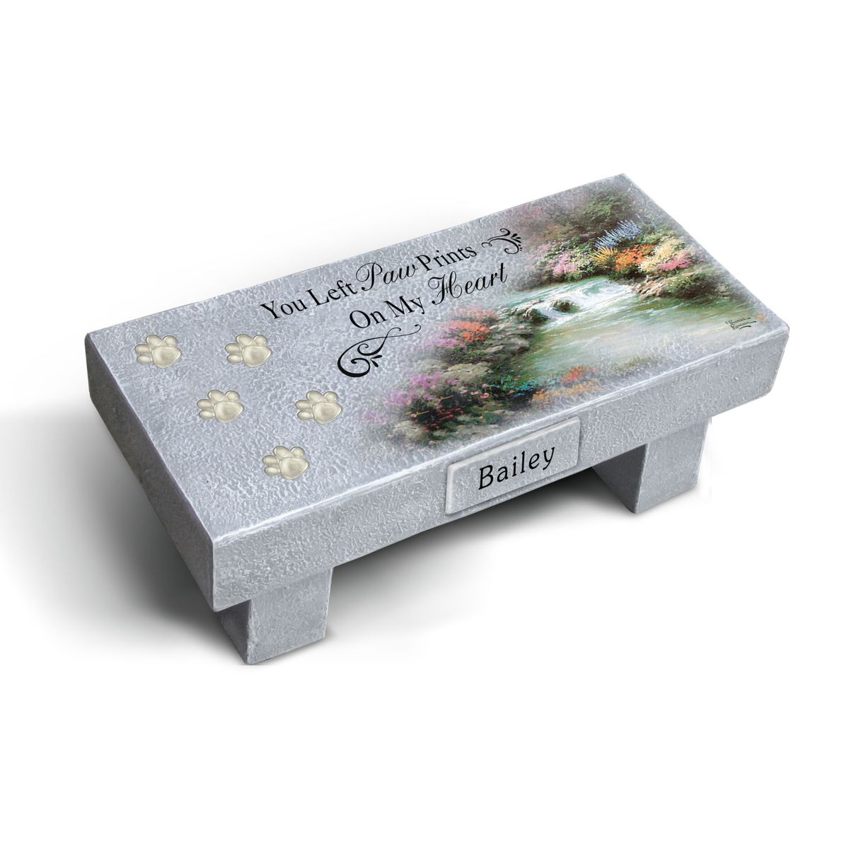 Thomas Kinkade Pet Bereavement Personalised Bench Sculpture