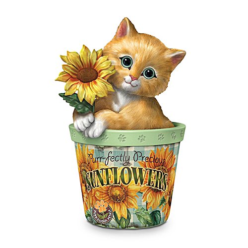 'Purr-fectly Precious Sunflower' Kitten Figurine