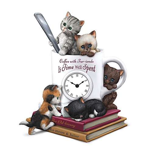 Kayomi Harai 'Coffee With Fur-iends Is Time Well Spent' Desk Clock