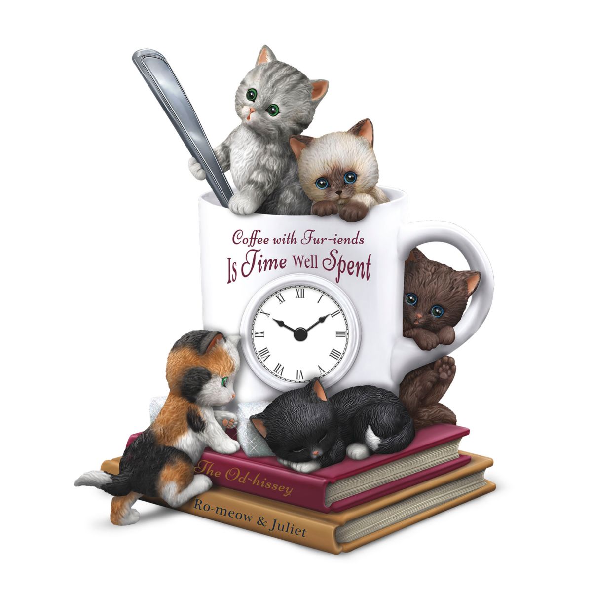 Kayomi Harai 'Coffee With Fur-iends Is Time Well Spent' Desk Clock