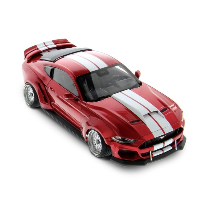 Officially Licensed 2019 Ford Mustang GT Diecast With Wide Body Conversion  Kit And Backdrop: 1:18-Scale Diecast Mustang GT With Wide Body Conversion  Kit