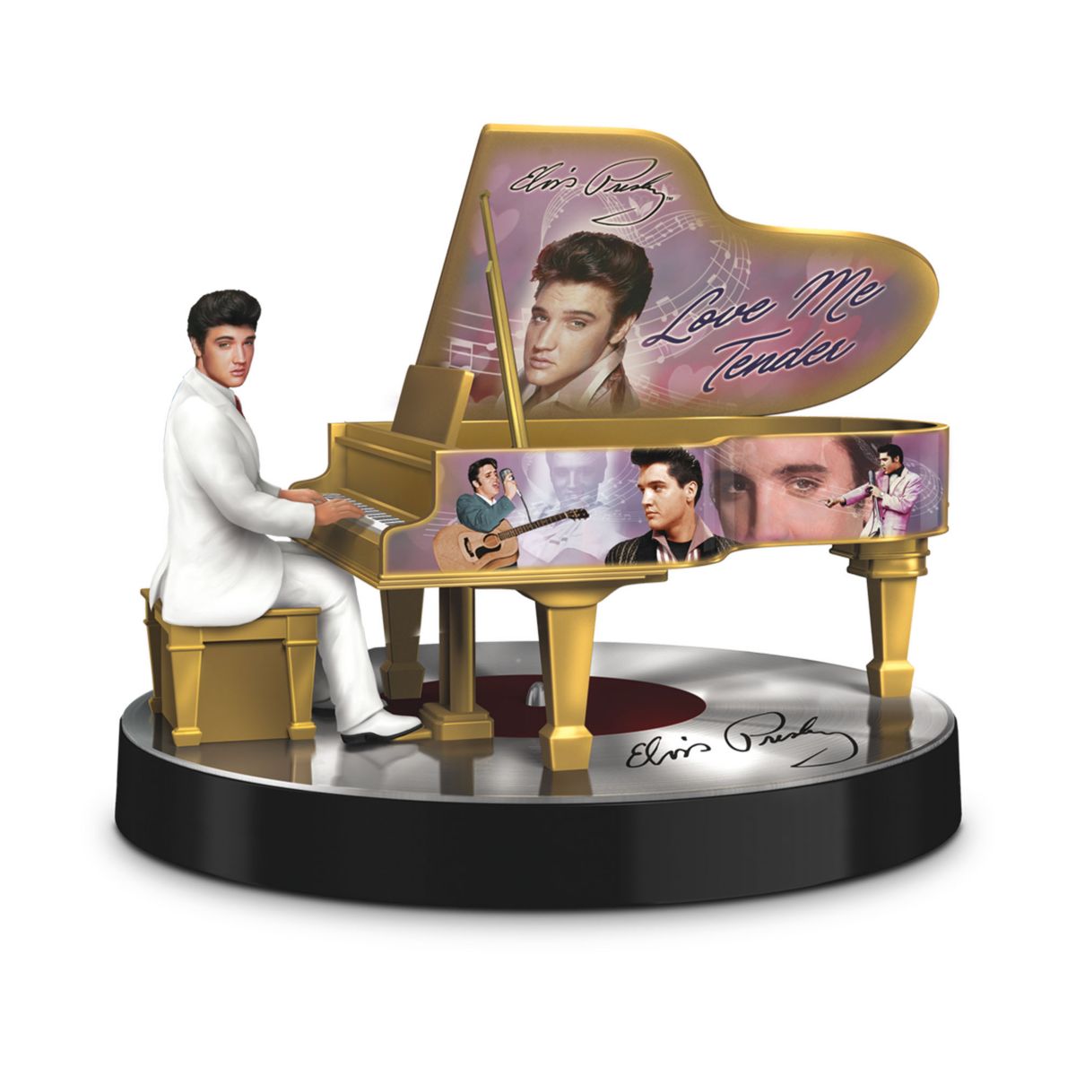 Elvis 'Love Me Tender' Golden Piano Musical Figurine