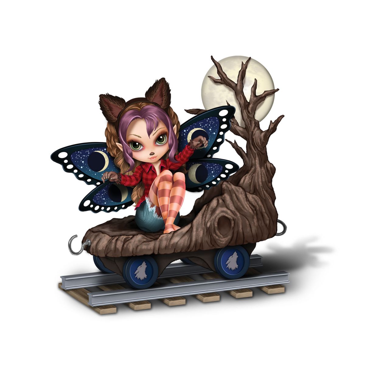 Jasmine Becket-Griffith 'Furr-ociously Friendly' Halloween Fairy Train Figurine