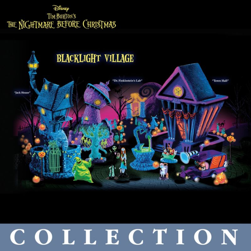 Nightmare Before Christmas Black Light Village Set