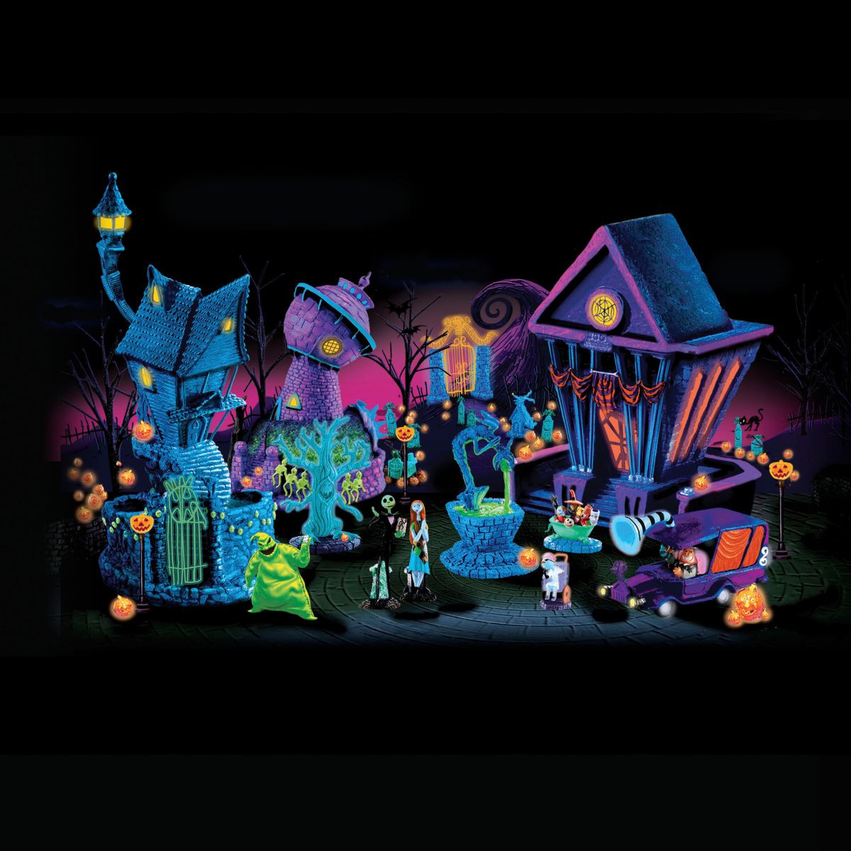 Disney Tim Burton's The Nightmare Before Christmas Black Light Village Collection
