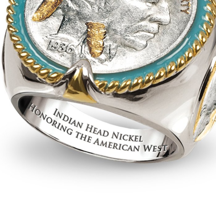 Schat glans Goed gevoel Native American Indian Head Nickel Men's Ring: Indian Head Nickel Men's Ring
