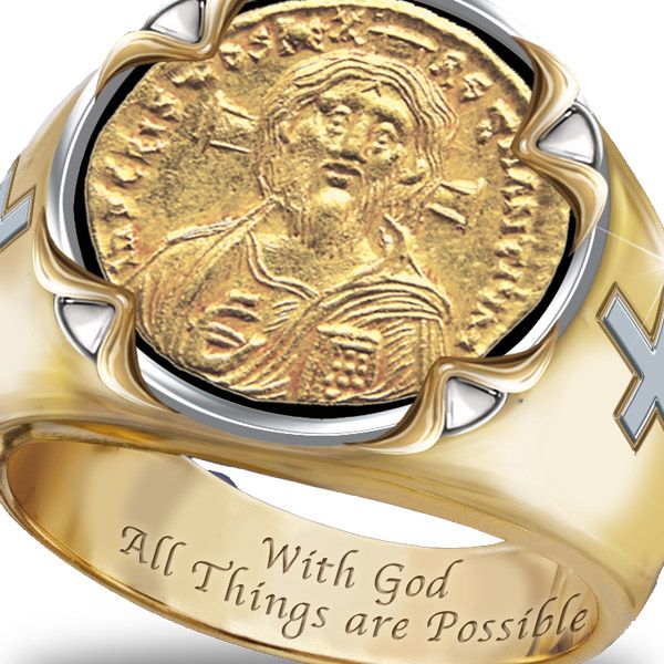 Face Of Faith: Christ' Men's Coin Ring