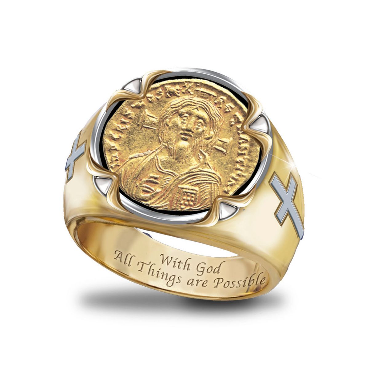 'Face Of Faith: Christ' Men's Coin Ring