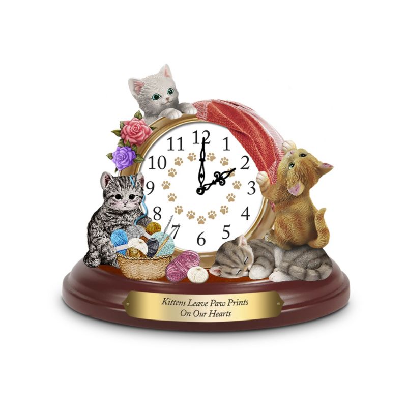 'Kittens Leave Paw Prints On Our Hearts' Desk Clock