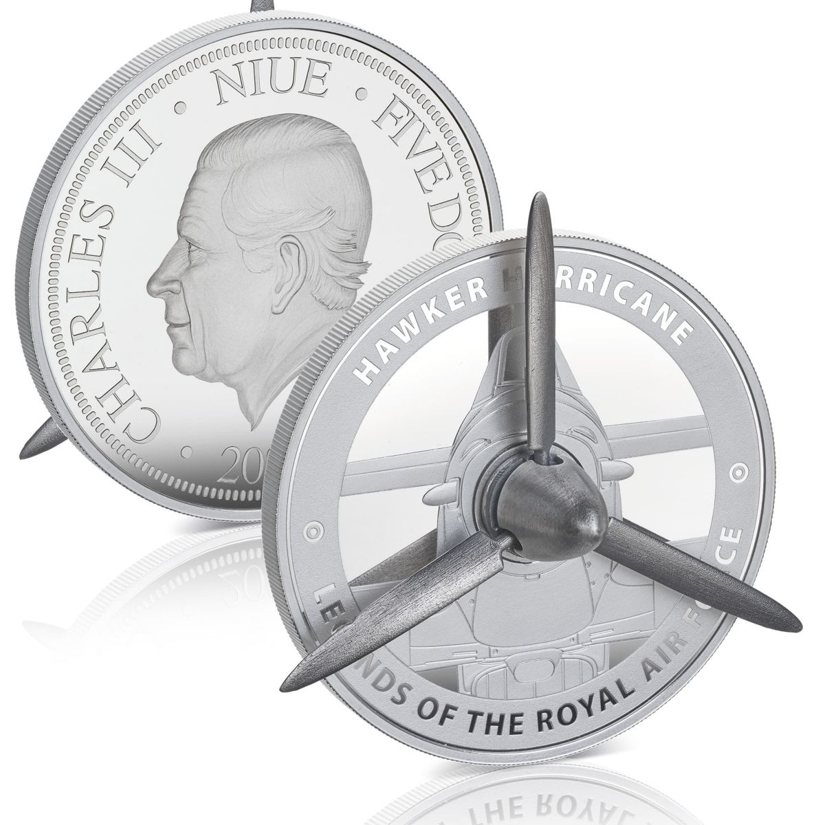 Legends of the RAF — The Hawker Hurricane 3oz.  Silver Mechanical Propeller Coin