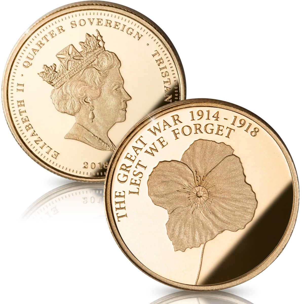 Official Lest We Forget First World War Centenary Gold Quarter Sovereign Proof Edition