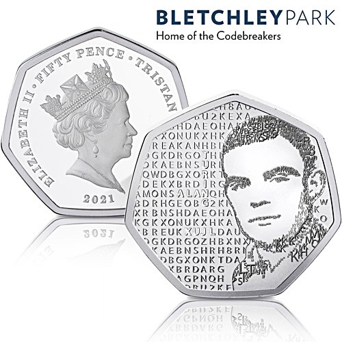 The Alan Turing Pure Silver Proof Fifty Pence Coin