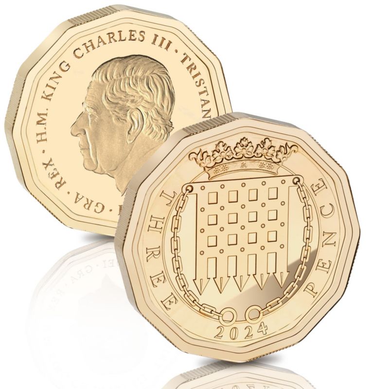 The 2024 King Charles III Solid Gold Thruppenny Bit Coin 