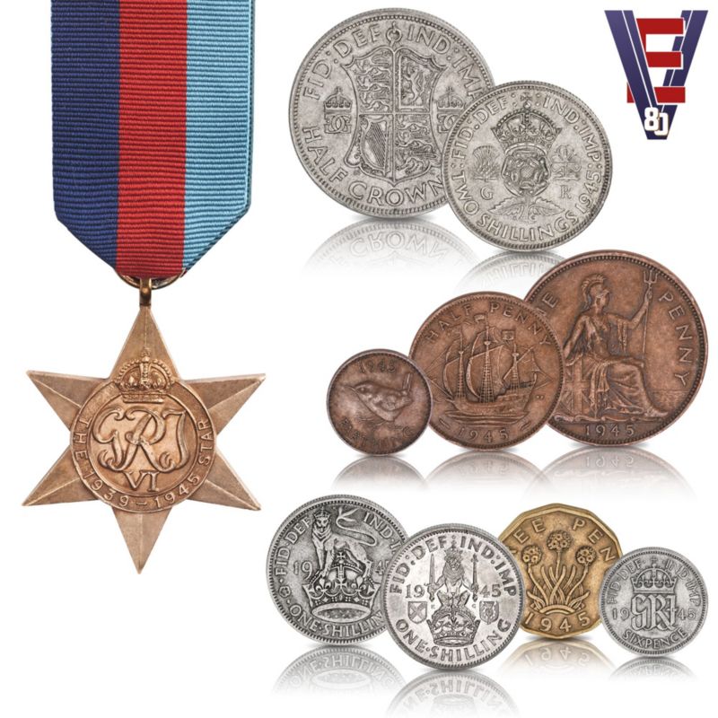 The VE Day 1945 Coin &amp; 1939-1945 Star Medal Set