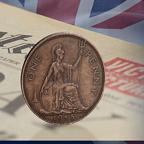 The 1945 Victory Penny & Newspaper Set  