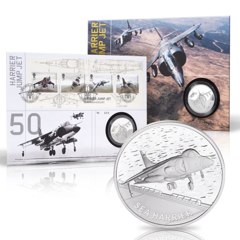 The Harrier Jump Jet 50th Anniversary  Solid Silver Philatelic Numismatic Cover 
