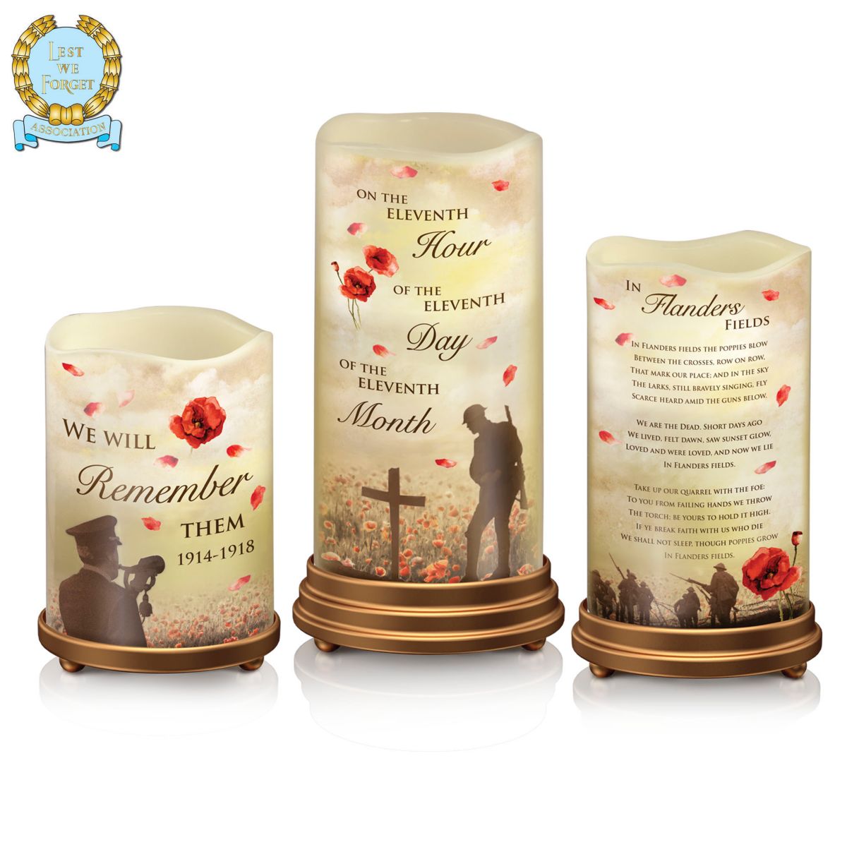 ‘Lest We Forget’ First World War Armistice Centenary LED Flameless Candles