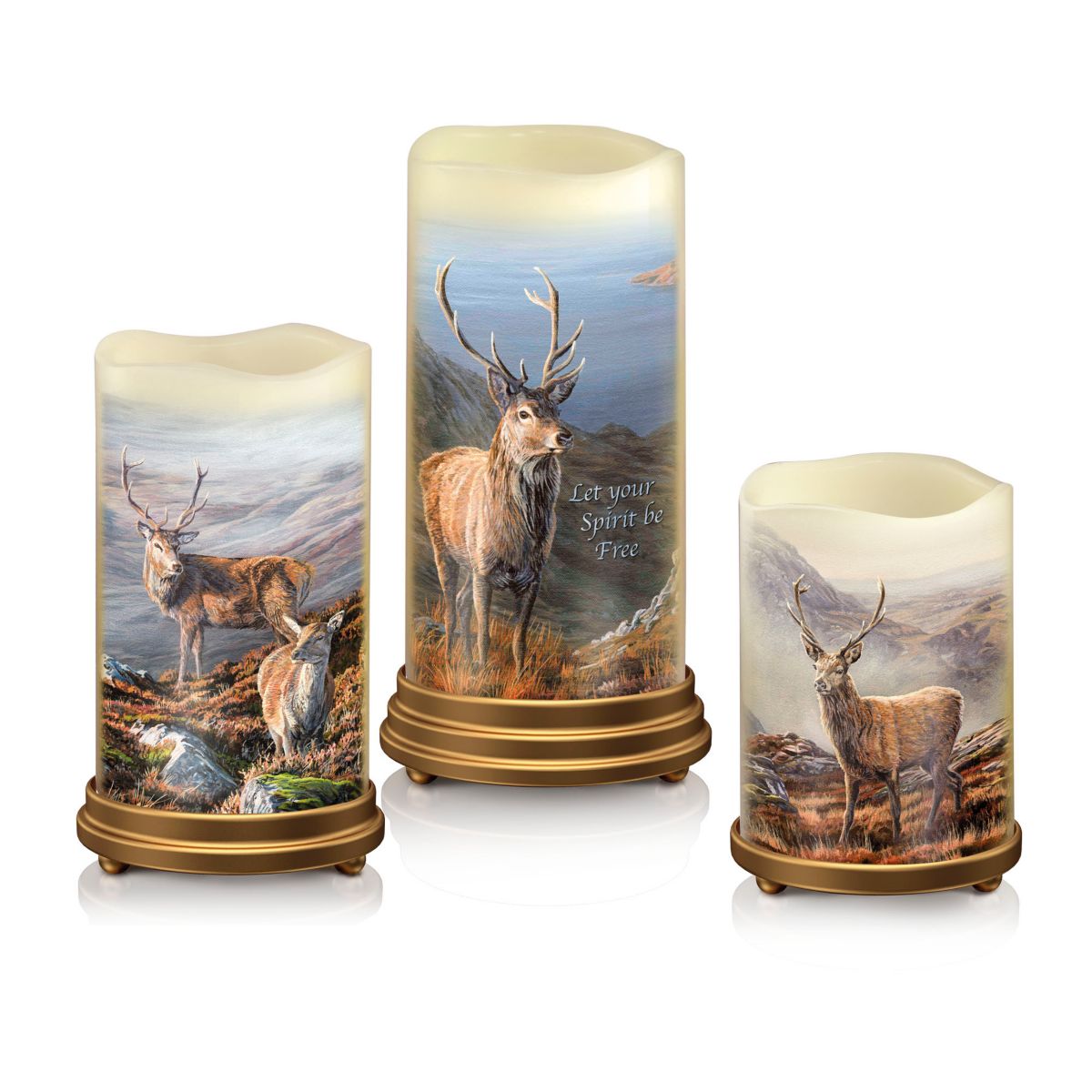 ‘Let Your Spirit Be Free’ Stag Flameless Candle Set