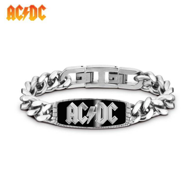 Officially Licensed AC/DC Enamel Men's Wristband: AC/DC 'Back In Black ...