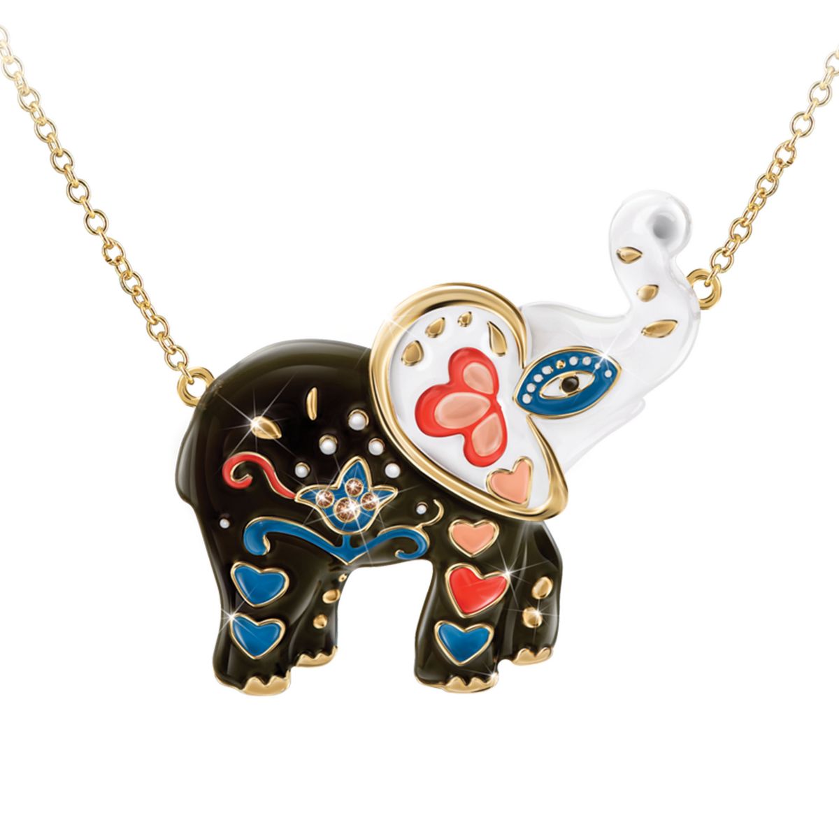 'Fortune's Smile' Sugar Skull Elephant Pendant