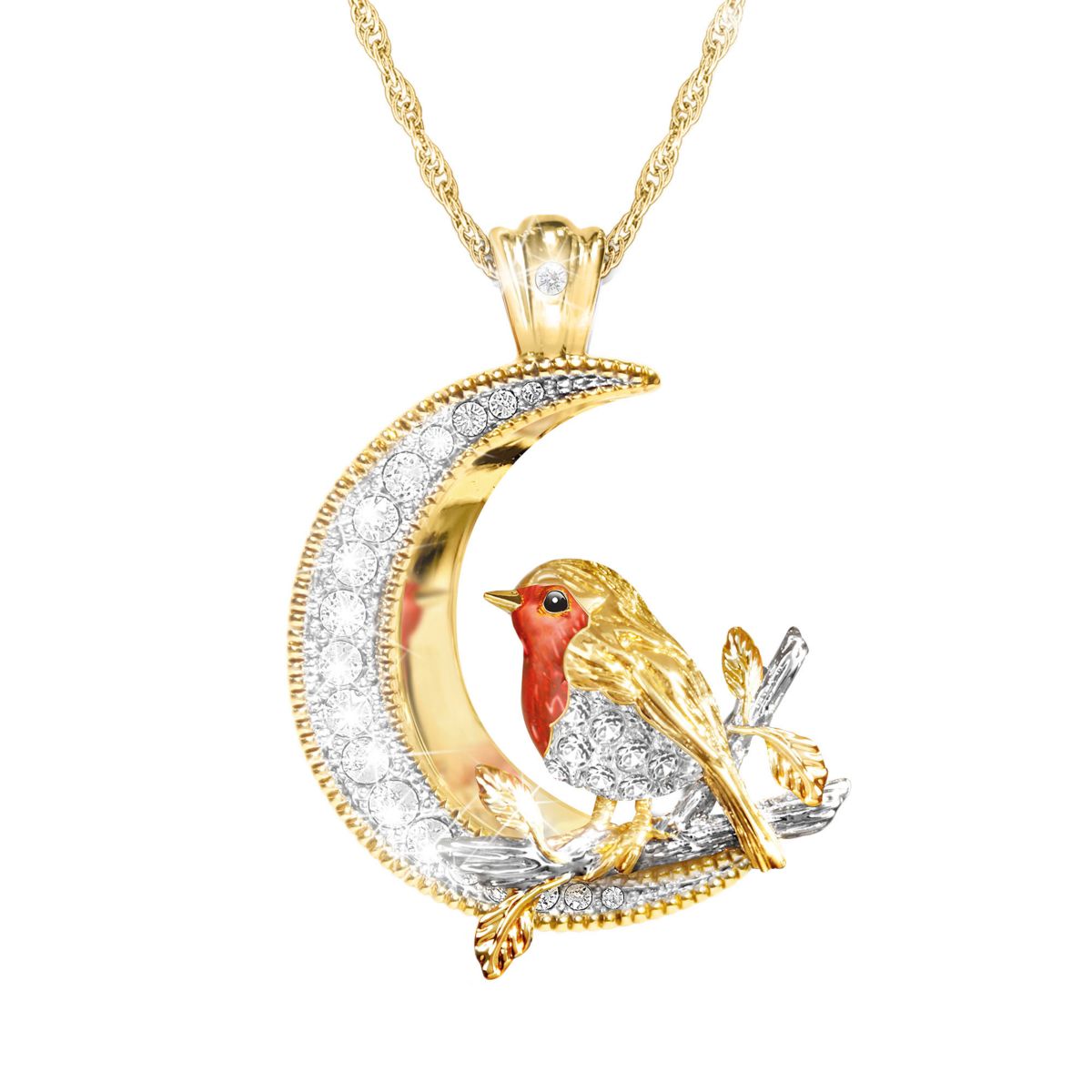 ‘Messenger Of Love’ Diamond Robin Moon Pendant