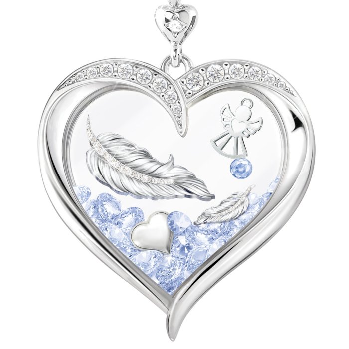 Sterling Ladies\' Memories Are Bereavement Angels Necklace: In Angels Diamond Rhodium-Plated Pendant Pendant Loving Ladies\' Near\' \'When Remembrance Diamond Silver